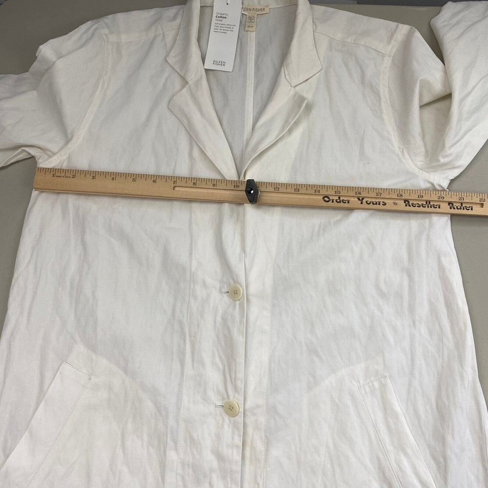 Eileen Fisher Organic Cotton Steel Jacket XS Ivory Swing Pockets Trench NEW $368 - Picture 11 of 16